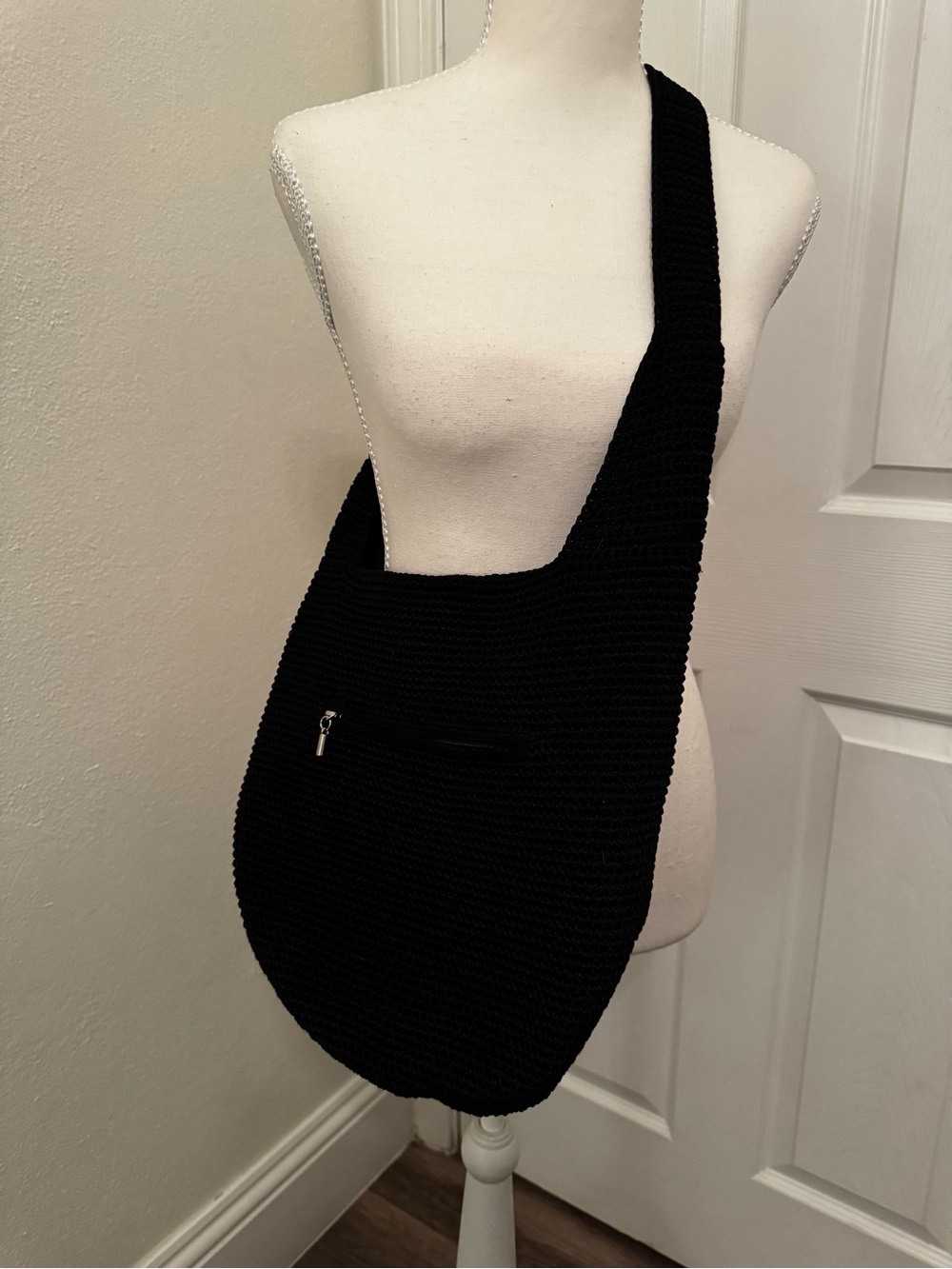 The Sak Black Crochet Sling Bag